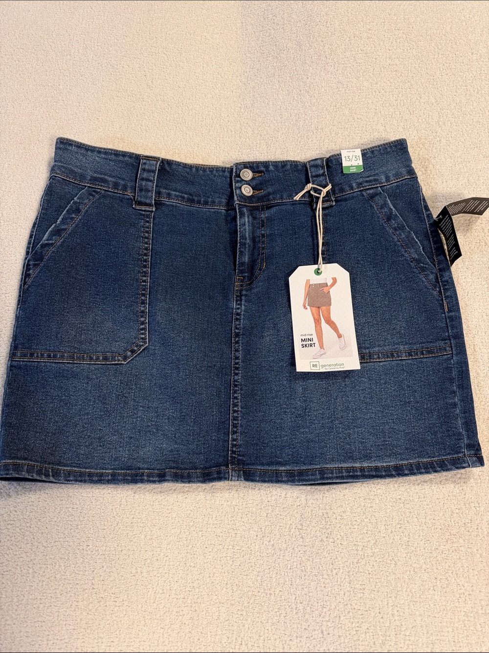 Denim Mini Skirt - Dark Blue